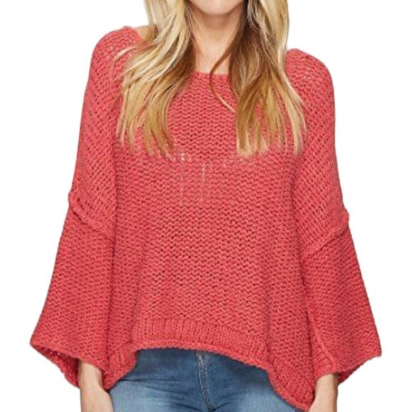 Free People Halo Dolman Sleeve Knit Scoop Neck Casual Pullover Sweater Pink XS - Picture 1 of 7